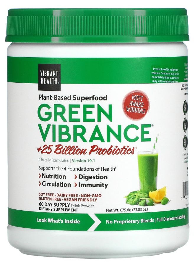 Vibrant Health - Green Vibrance +25 Billion Probiotics Version 19.1 23.83 oz (675.6 g) - Image 1