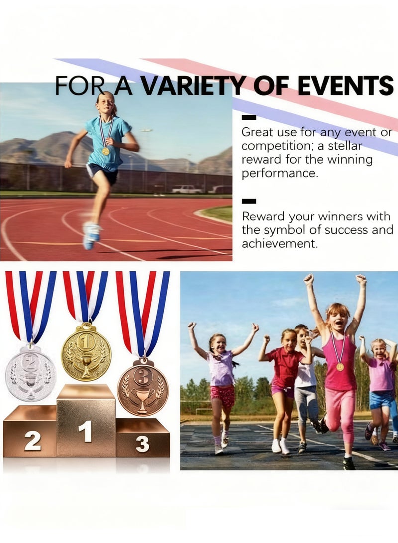 Bincoo 12 Pcs Award Metal Kids Winner Medals for Kids,Gold Silver and Bronze Medals with Trophy Pattern 1st 2nd 3rd Prizes for Sports Award, Competitions, Party Favors and Decorations - Image 3