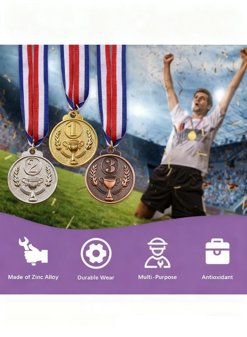 Bincoo 12 Pcs Award Metal Kids Winner Medals for Kids,Gold Silver and Bronze Medals with Trophy Pattern 1st 2nd 3rd Prizes for Sports Award, Competitions, Party Favors and Decorations - Image 4