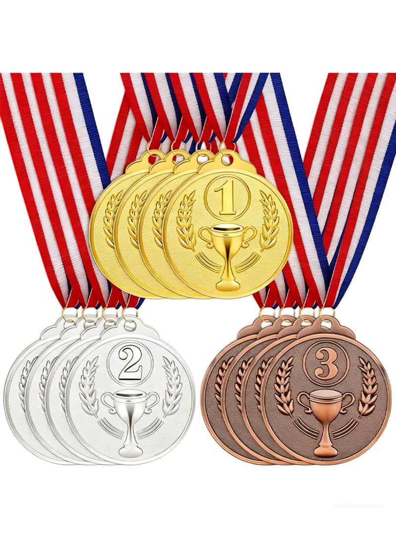 Bincoo 12 Pcs Award Metal Kids Winner Medals for Kids,Gold Silver and Bronze Medals with Trophy Pattern 1st 2nd 3rd Prizes for Sports Award, Competitions, Party Favors and Decorations - Image 1