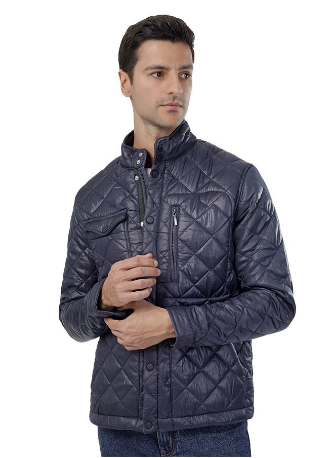clever - Men's Waterproof Jacket - Fiber Lined - Navy Blue - Image 1
