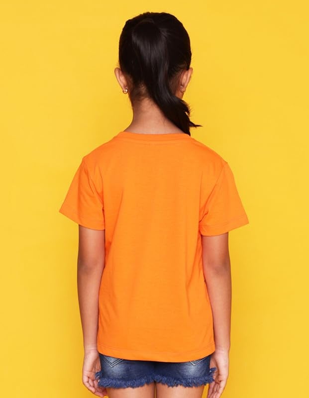 Nusyl Girls Orange Cool Girls Text Printed Cotton Blend Round Neck Half Sleeve T-Shirt - Image 2