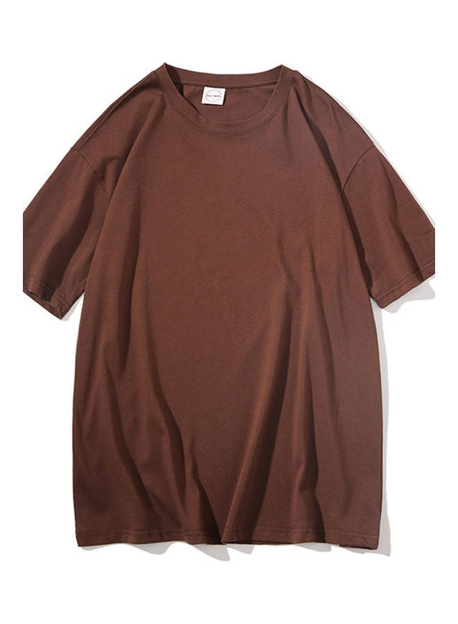 NIBEMINENT Loose Fit Solid T-Shirt Coffee - Image 1