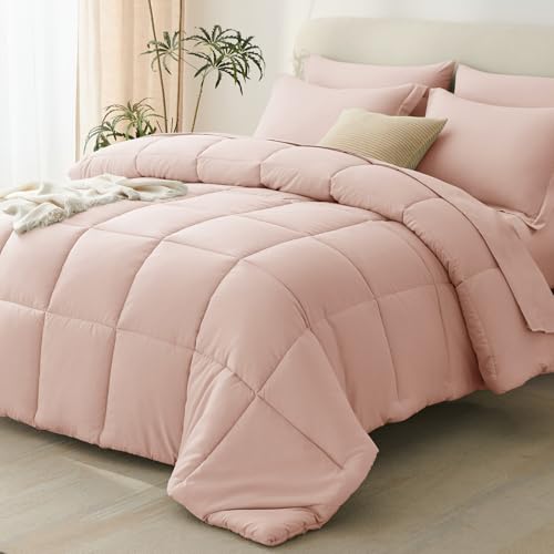 CozyLux King Size Comforter Set Blush Pink - 7 Pieces Bed in a Bag King, Okeo-Tex Certifited Bedding Set, All Season Soft Bed Set with Down Alternative Comforter, Sheets, Pillowcases & Pillow Shams - Image 1