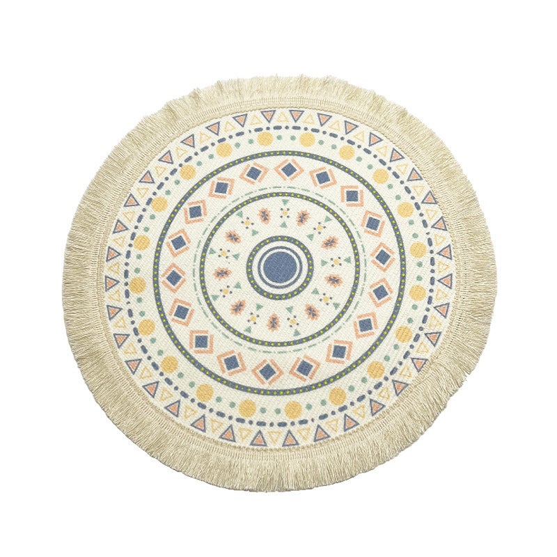 Bohemian Cotton Round Coasters with Tassels - Woven Placemats Set - Image 5