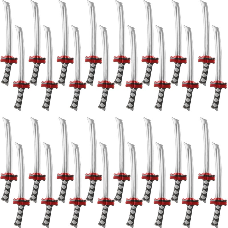 Fahacop 32 Pack 30 Inch Inflatable Ninja Swords Blow up Katana Toy Inflatable Samurai Weapons for Kids Halloween Ninja Theme Party Costume Accessories - Image 3