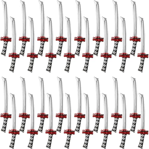 Fahacop 32 Pack 30 Inch Inflatable Ninja Swords Blow up Katana Toy Inflatable Samurai Weapons for Kids Halloween Ninja Theme Party Costume Accessories - Image 1