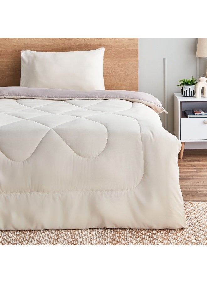 Home Box Derby 2-Piece Reversible Microfiber Single Comforter Set - 135x220 cm  - Image 1