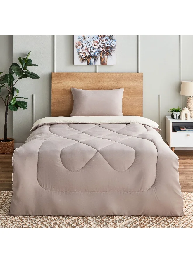 Home Box Derby 2-Piece Reversible Microfiber Single Comforter Set - 135x220 cm