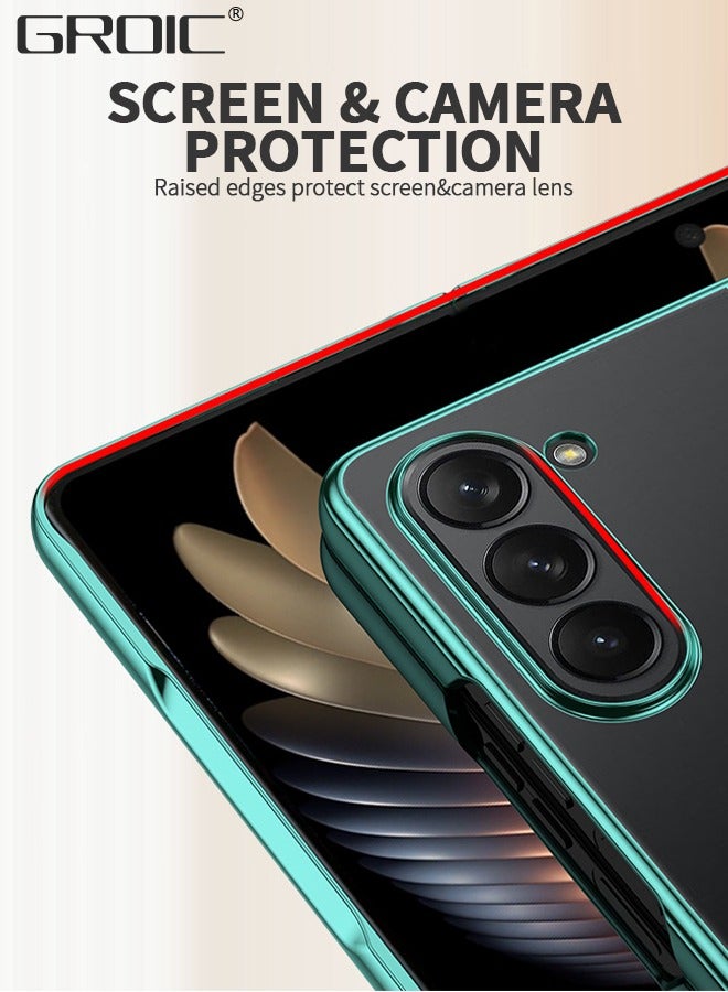 GROIC Compatible with Samsung Galaxy Z Fold 5 Case Plating Frame Electroplate Clear Luxury Elegant Case Camera Protector PC Shockproof Protective with Screen Protector and Camera Lens Protector - Image 4