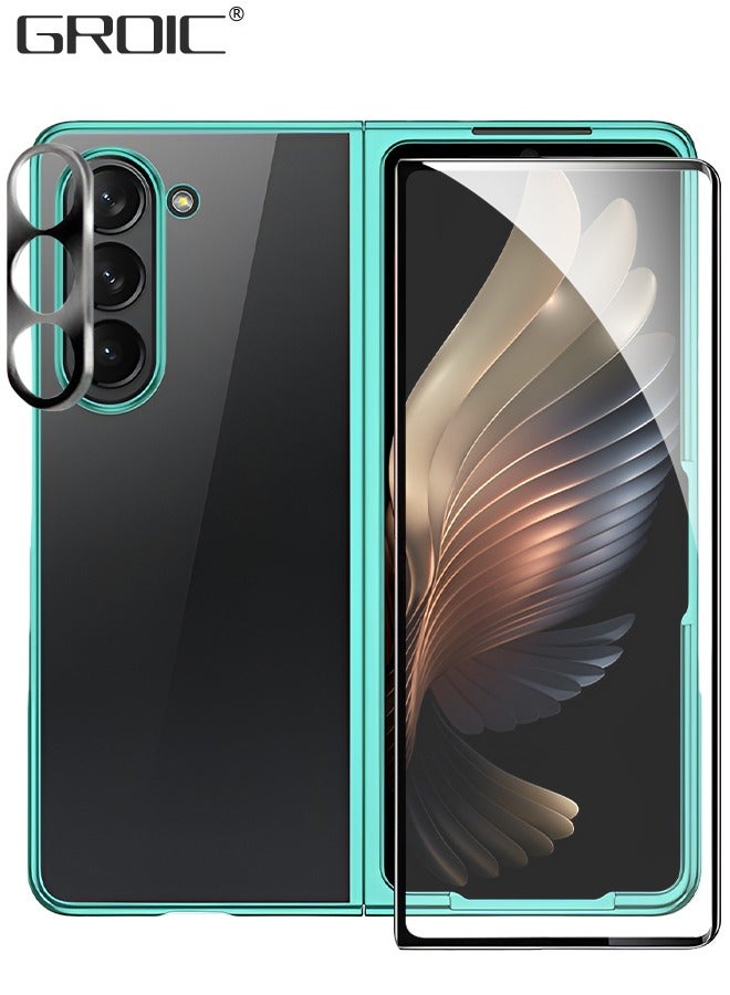 GROIC Compatible with Samsung Galaxy Z Fold 5 Case Plating Frame Electroplate Clear Luxury Elegant Case Camera Protector PC Shockproof Protective with Screen Protector and Camera Lens Protector - Image 1