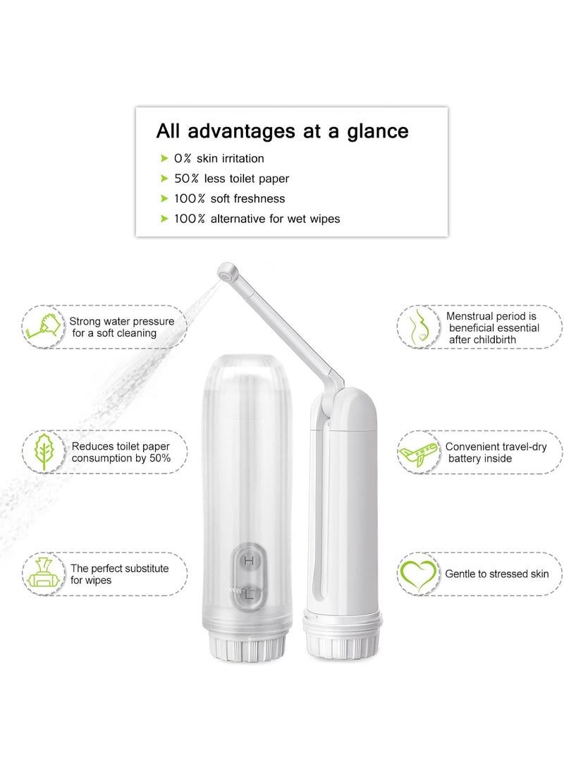 Meetion Portable Bidet - Mini Foldable Handheld Personal Travel Bidet with 2 Pressure Options Electric Sprayer Toilet for Personal Hygiene Cleaning/Soothing Postpartum Care/Perineal & Hemmoroid Treatment (White) - Image 3