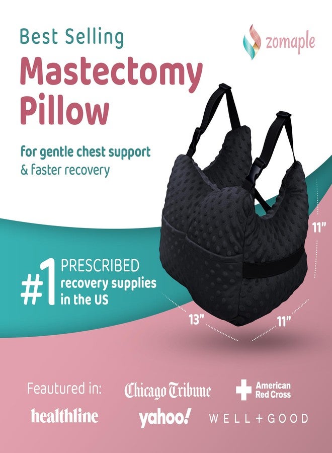 Zomaple Mastectomy Recovery Pillow + Strap, Seat Belt Cover & Shower Lanyard - Post-Op Essentials, Breast Augmentation/Reduction & Mastectomy Recovery Supplies - Washable Cover for Comfort & Support - Image 2