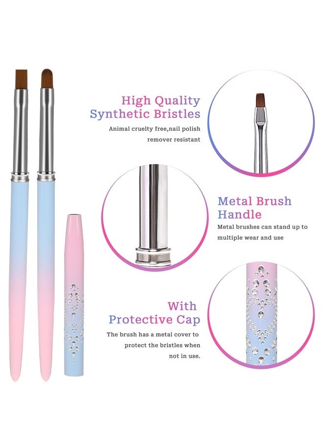 Sliverdew Nail Polish Clean Up Brush, 2Pcs Round&Flat Nail Art Polish Brush for Cleaning, Finger Nail Cleaning Brushes for Nail Art, Professional Nail Painting Brush - Image 2