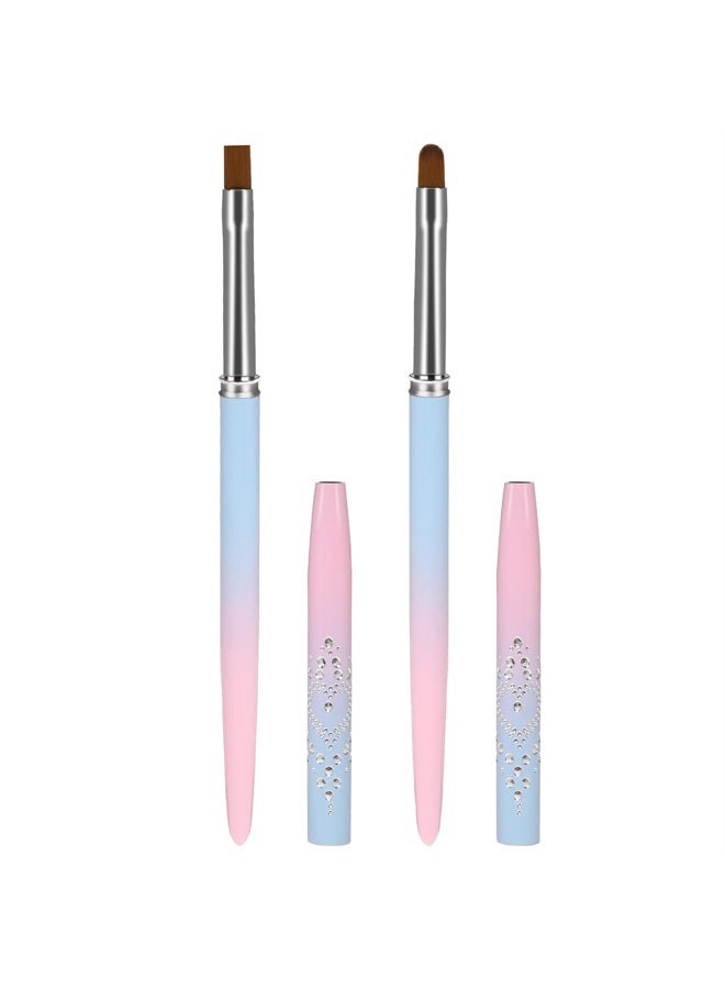 Sliverdew Nail Polish Clean Up Brush, 2Pcs Round&Flat Nail Art Polish Brush for Cleaning, Finger Nail Cleaning Brushes for Nail Art, Professional Nail Painting Brush - Image 1
