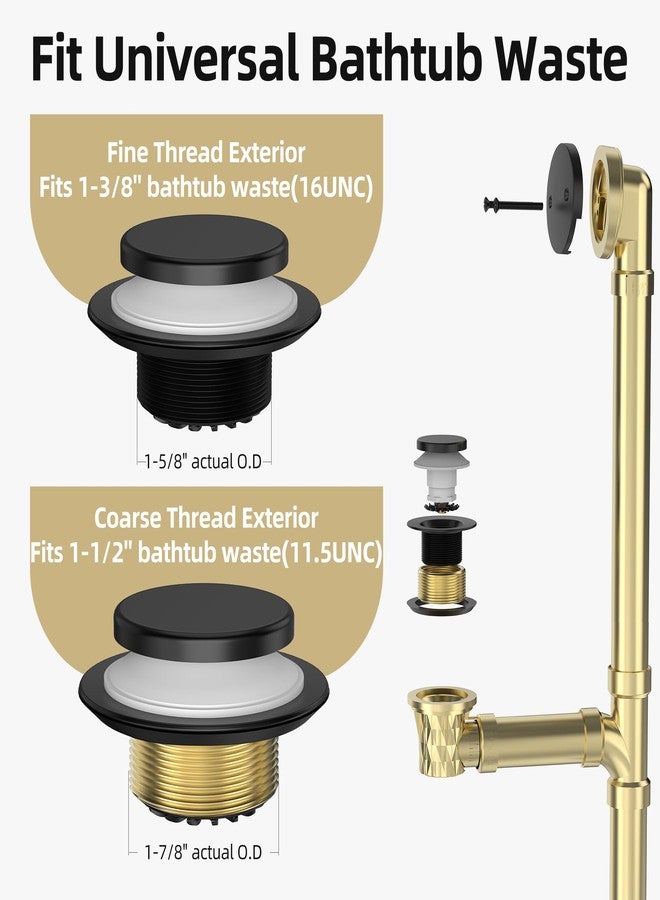 طقم تصريف حوض الاستحمام Sogmeter باللون الأسود غير اللامع مع مصيدة للشعر، وغطاء تصريف حوض الاستحمام Tip-Toe المصنوع من النحاس الممتاز، ولوحة أمامية بفتحتين للفيضان، ومجموعة سدادة تصريف حوض الاستحمام 11.5/16 UNC - Image 4