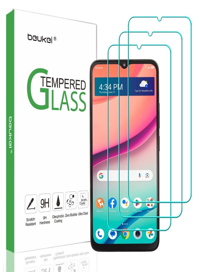 beukei (3 Pack) Designed for TCL K24 / TCL K23 / TCL T434D Screen Protector Tempered Glass, Anti Scratch, Bubble Free, 9H Hardness - Image 1