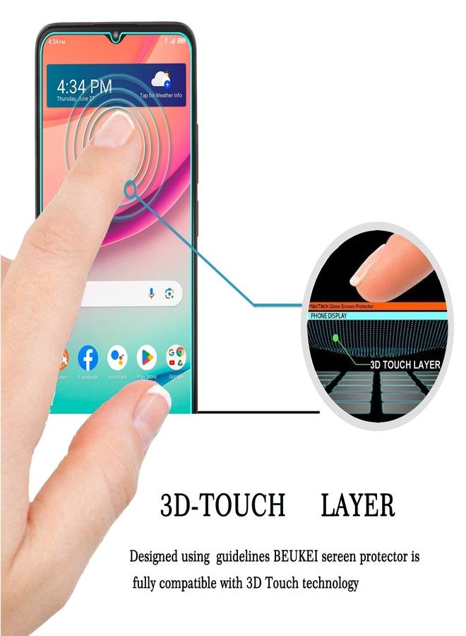 beukei (3 Pack) Designed for TCL K24 / TCL K23 / TCL T434D Screen Protector Tempered Glass, Anti Scratch, Bubble Free, 9H Hardness - Image 2