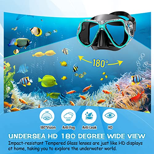 Greatever Dry Snorkel Set,Panoramic Wide View,Anti-Fog Scuba Diving Mask,Professional Snorkeling Gear for Kids - Image 2