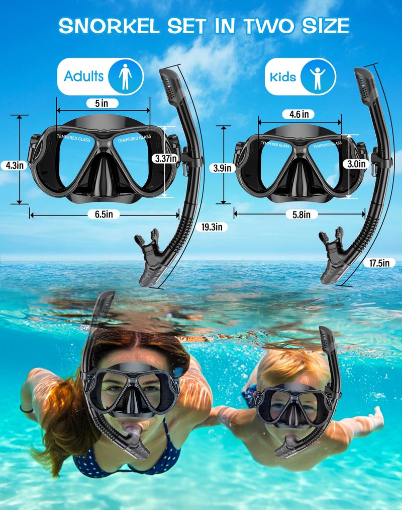 Greatever Dry Snorkel Set,Panoramic Wide View,Anti-Fog Scuba Diving Mask,Professional Snorkeling Gear for Kids - Image 5