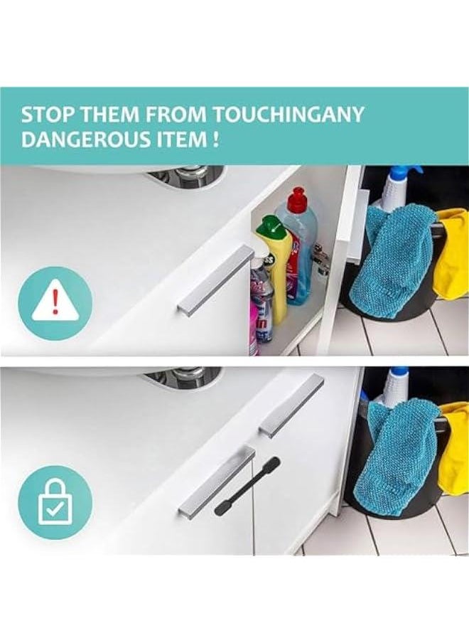 Gonice 6PCS Child Safety Locks Black Baby Safety Latches Adjustable Child Proof Cabinet Latches 3M Adhesives Multi-Purpose Baby Locks for Furniture Door Fridge Oven Toilet  - Image 3