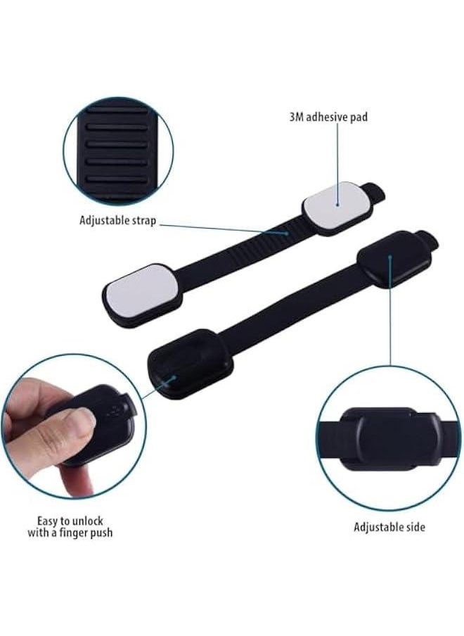 Gonice 6PCS Child Safety Locks Black Baby Safety Latches Adjustable Child Proof Cabinet Latches 3M Adhesives Multi-Purpose Baby Locks for Furniture Door Fridge Oven Toilet  - Image 4
