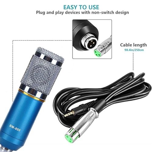 SOUVENIR BM-800 Professional Condenser Studio Microphone for Studio Recording, Broadcasting, Interview, Podcast and Video Gaming Audio Equipment (Blue) - Image 4