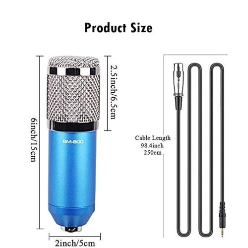 SOUVENIR BM-800 Professional Condenser Studio Microphone for Studio Recording, Broadcasting, Interview, Podcast and Video Gaming Audio Equipment (Blue) - Image 2