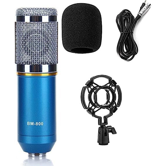 SOUVENIR BM-800 Professional Condenser Studio Microphone for Studio Recording, Broadcasting, Interview, Podcast and Video Gaming Audio Equipment (Blue) - Image 1