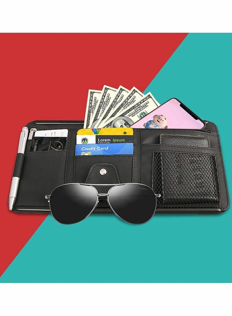KASTWAVE Car Interior Accessories Pocket Organizer, Car Sun Visor Organizer Auto Visor Pocket(Black) - Image 1