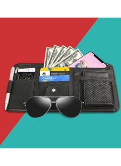 KASTWAVE Car Interior Accessories Pocket Organizer, Car Sun Visor Organizer Auto Visor Pocket(Black)  - Image 1