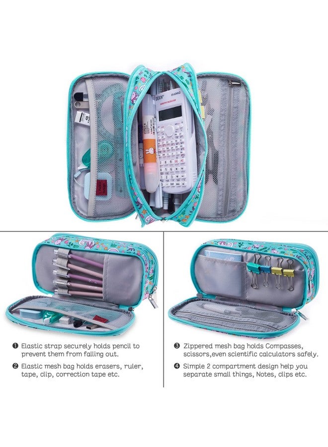 إل باركين Axolotl مقلمة سعة كبيرة للغاية 3 مقصورات قماش قلم رصاص صندوق Kawaii حقيبة ماكياج لطيف Axolotl هدايا للطلاب في سن المراهقة بنين بنات - Image 3