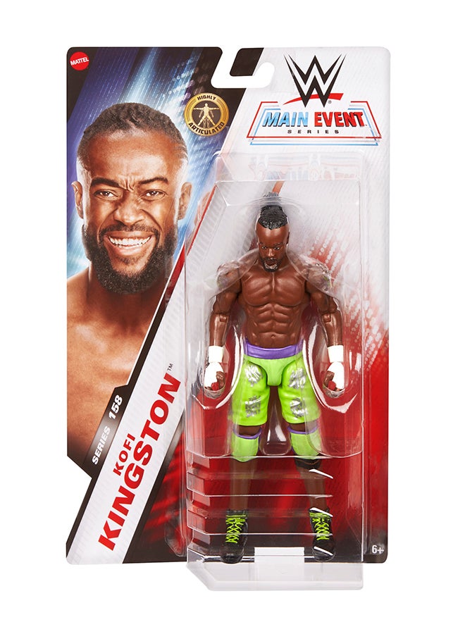 WWE Mattel WWE Kofi Kingston Action Figure, Main Event Series #158, 6-inch Collectible Superstar with 104 Articulation Points & Life-Like Look - Image 2