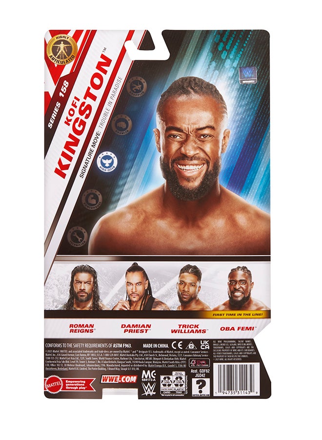 WWE Mattel WWE Kofi Kingston Action Figure, Main Event Series #158, 6-inch Collectible Superstar with 104 Articulation Points & Life-Like Look - Image 1