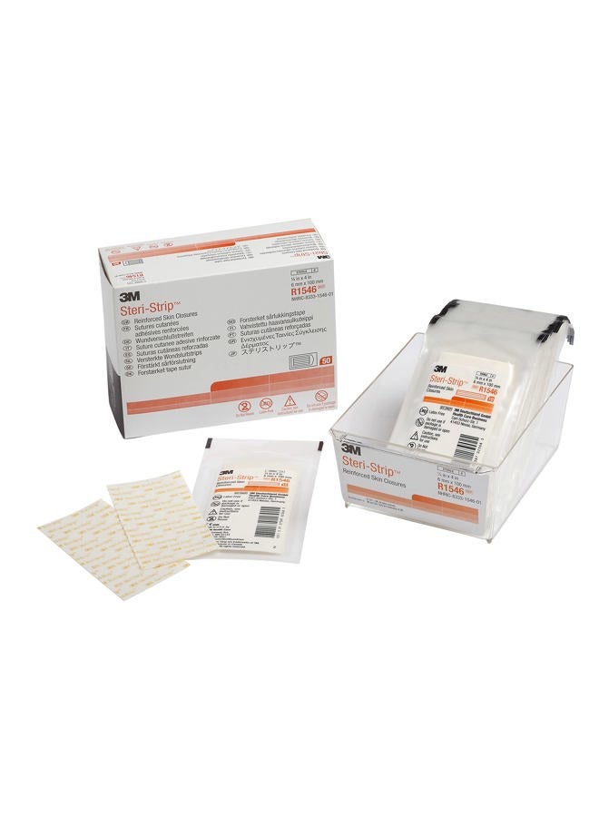STERI-STRIP 3M Skin Closure Strip 1/4 X 4" Non-Woven Material Reinforced Strip White (#R1546, Sold Per Pack) - Image 1