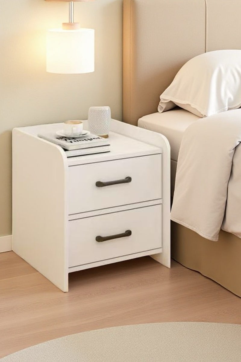 طاولة بجانب السرير مع درجين ، طاولة ليلية حديثة لغرفة النوم. خزانة بسيطة بجانب السرير وتخزين الجدول الجانبي ، طاولة نهاية للمنزل (CT055) - Image 1