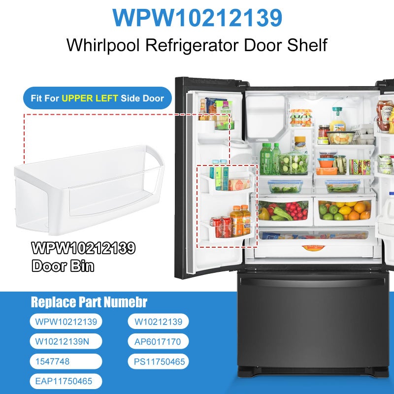 Alvar UPGRADED WPW10212139 Refrigerator Door Shelf Bin Compatible with Whirlpool Maytag Refrigerator Door Shelf Parts W10212139 Whirlpool Fridge Shelves Replacement WRF555SDH GI6FARXX PS11750465 Left Bin - Image 2