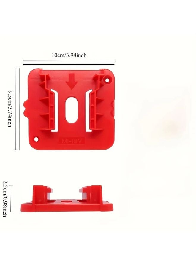 Red Milwaukee M18 18V Battery Holder Wall Mounted Durable Plastic Stand For Garage Tool Organization - Image 4