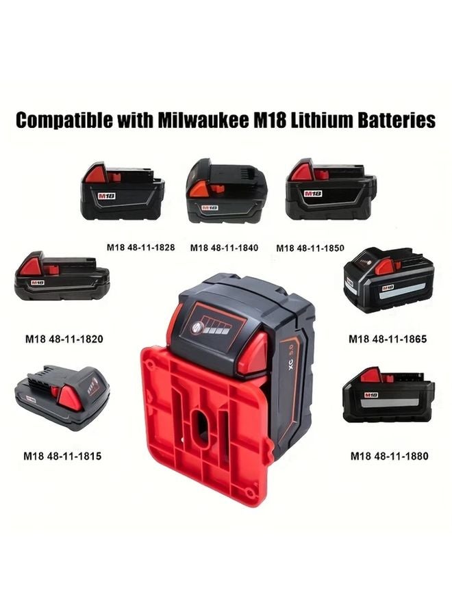 Red Milwaukee M18 18V Battery Holder Wall Mounted Durable Plastic Stand For Garage Tool Organization - Image 5