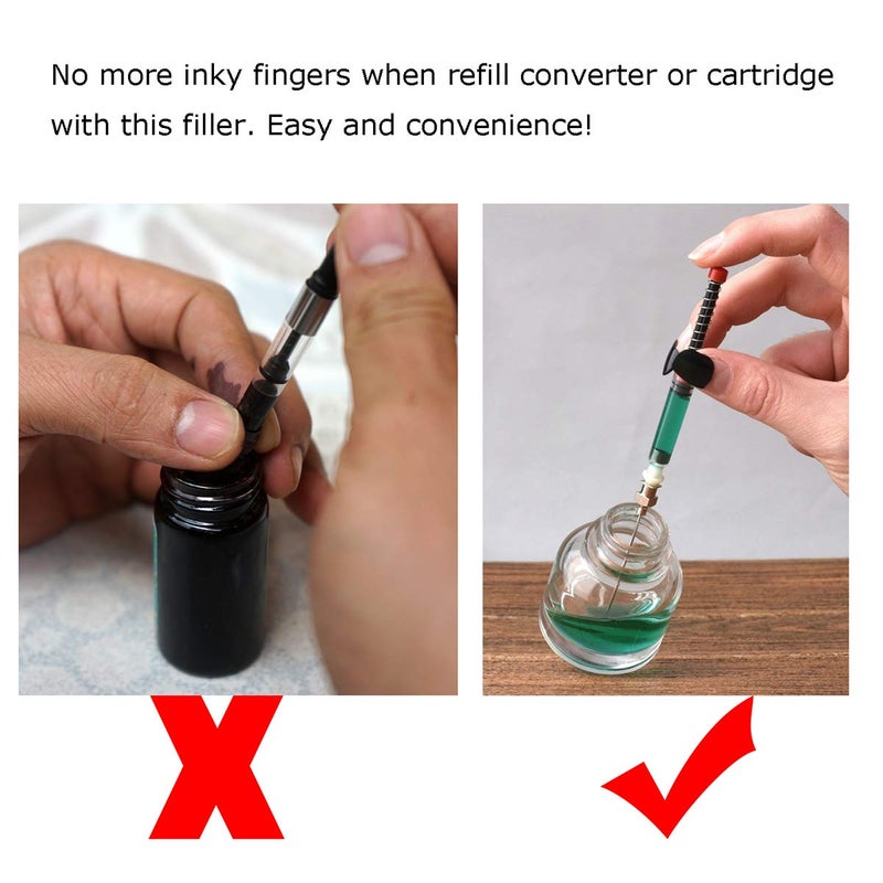 Asvine 5 Pack Fountain Pen Ink Syringe Filler, Spring Converter with Removable Blunt Needle Tip - Image 2