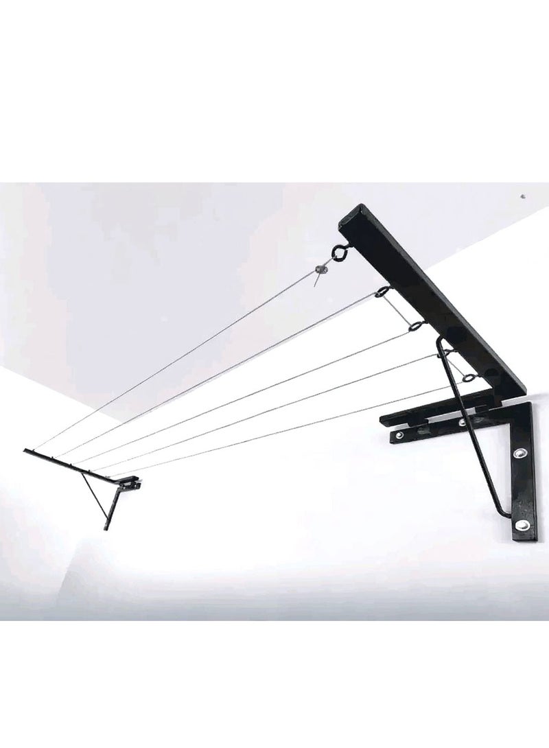 فرحان استيل حبل غسيل قابل للطي بمقاسات قابلة للتعديل من 1 إلى 6 متر – منشر حائطي بـ7 مسارات ومشابك، موفر للمساحة، مصنوع من حبل فولاذي مقاوم للصدأ – مناسب للبلكونة والأسطح والشقق - Image 1