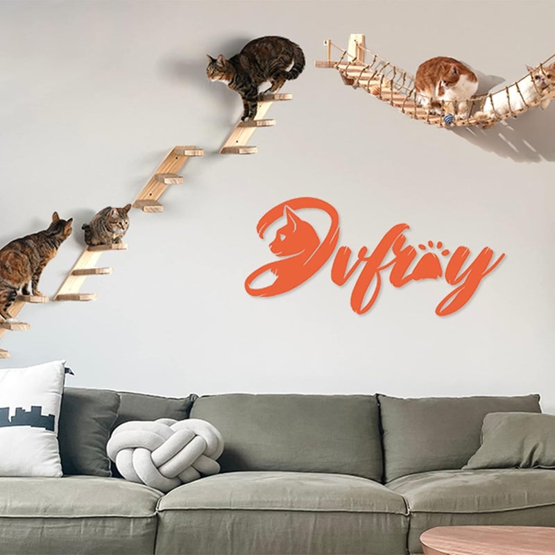 Dvfroy 2 PCs Cat Shelf, Wood Extra Larger Cat Perch, Cat Climbing Shelf Two Types of Mounting Screws Included, Cat Scratching Post Cat Climber Cat Stairs 3 Steps Ladder Cat Wall Furniture Platform - Image 3