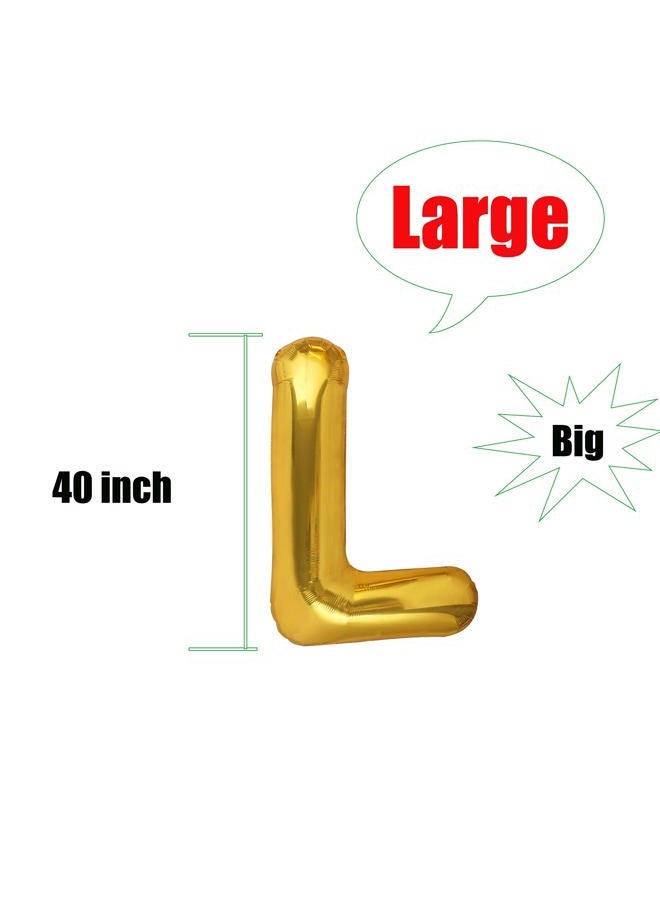 CHANGZHONG 40 Inch Giant Gold Letter L Balloon Birthday Party Decorations Mylar Foil Big Alphabet Helium Balloon - Image 3