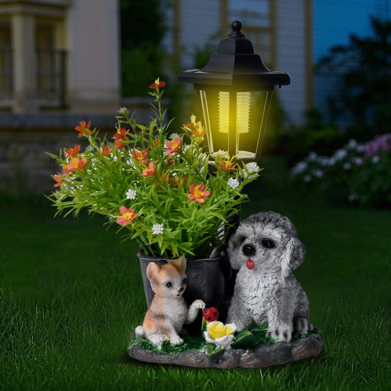 Resin Dog Solar Outdoor Light for Home Garden Decor Figurine Garden Lawn Path Statue Lamp - Image 4