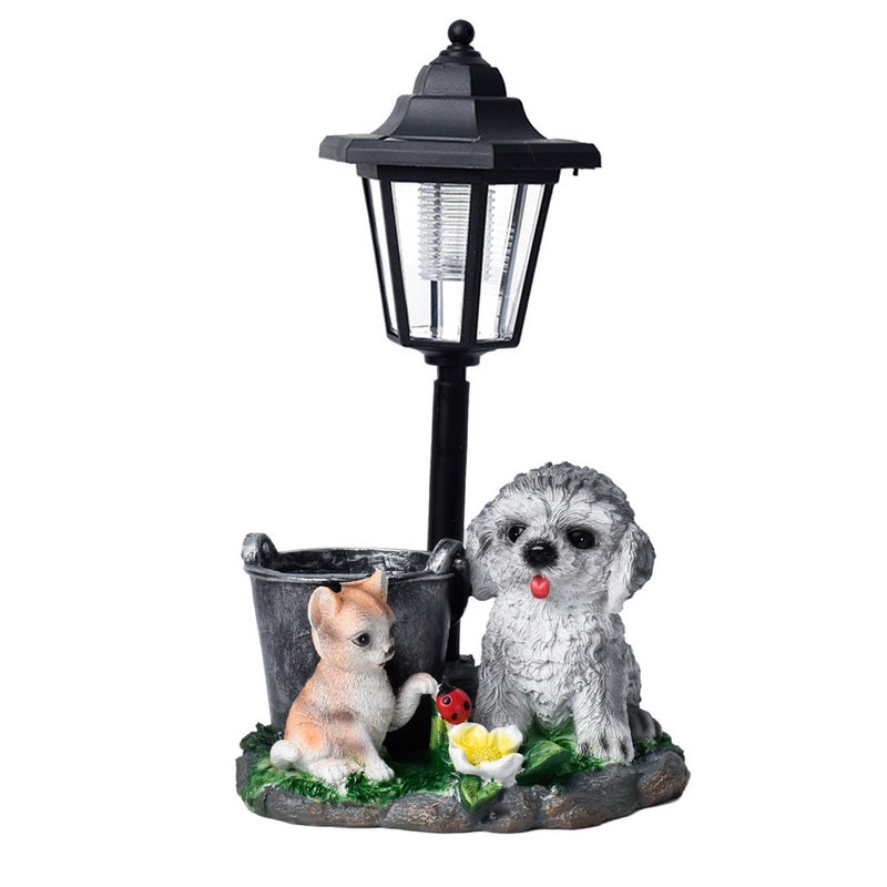 Resin Dog Solar Outdoor Light for Home Garden Decor Figurine Garden Lawn Path Statue Lamp - Image 2