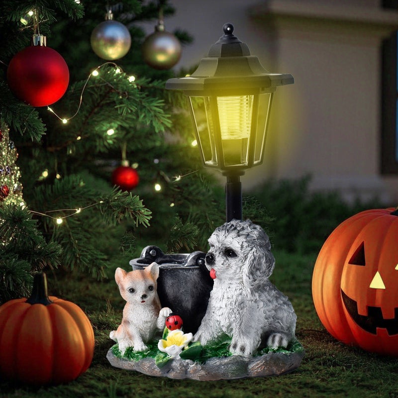 Resin Dog Solar Outdoor Light for Home Garden Decor Figurine Garden Lawn Path Statue Lamp - Image 1