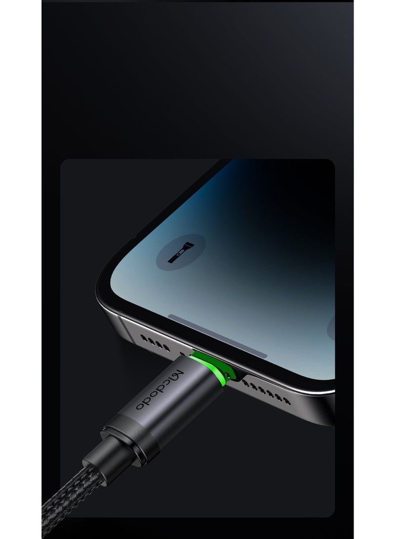 Mcdodo iPhone 36W Fast Charging Lightning Cable 1m – USB-C to Lightning PD Data Cable for iPhone 14 13 12 11, iPad, iOS Devices – LED Charging Light Black - Image 5