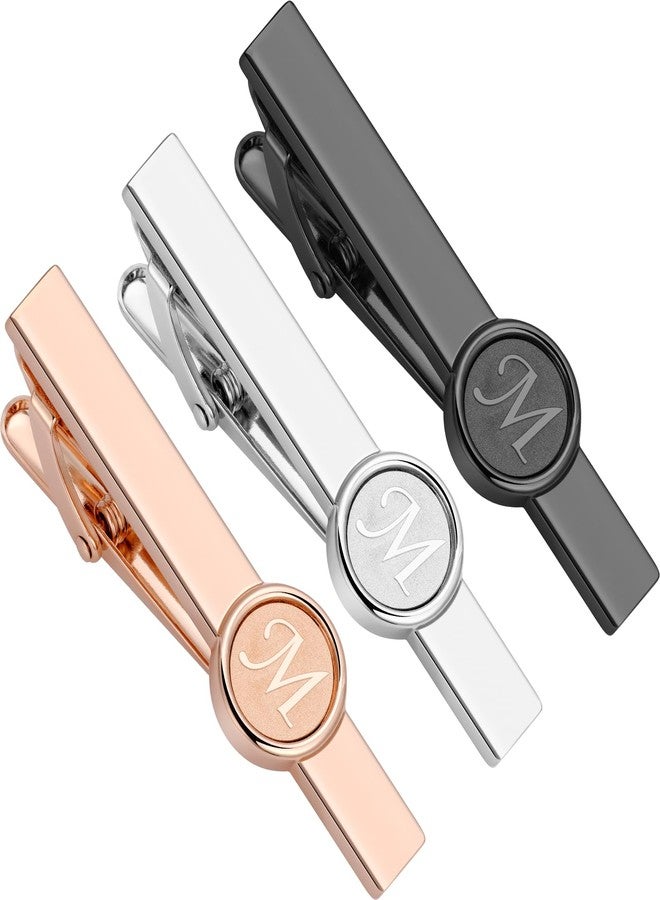 AMITER 3pcs Tie Clips with Initial A-Z, Skinny Tie Bar for Mens Regular Neckties - Image 1