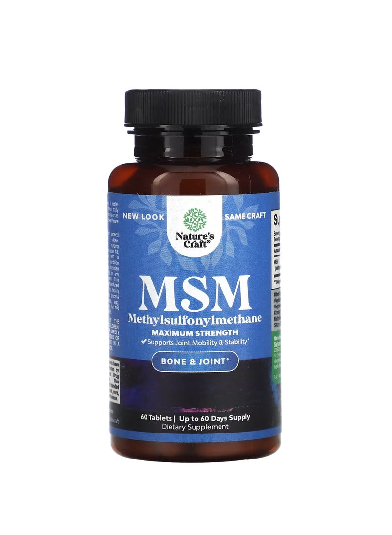 Nature's Craft MSM, Maximum Strength, 1,000 mg, 60 Tablets