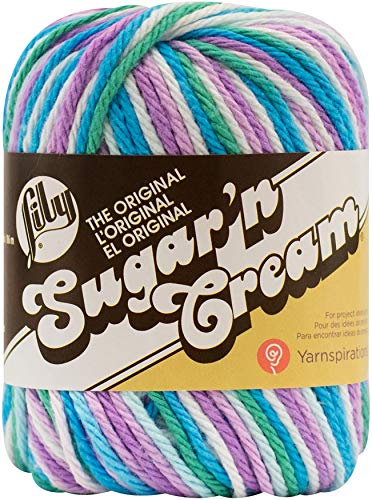 Lily Lily Sugar N Cream The Original Ombre Yarn 2oz Gauge 4 Medium 100 Cotton Beach Ball Blue  Machine Wash  Dry